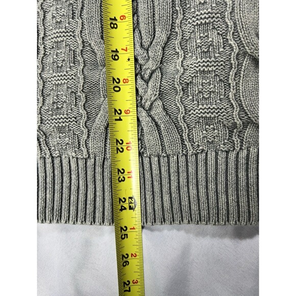 J Jill Olive Green Mineral Wash Thick Cable Knit Chunky Cotton Sweater L Tall - Picture 5 of 12